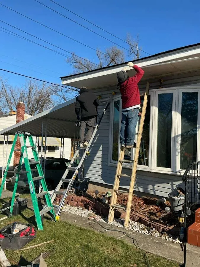 Restoration crew performing exterior repair in Norwalk