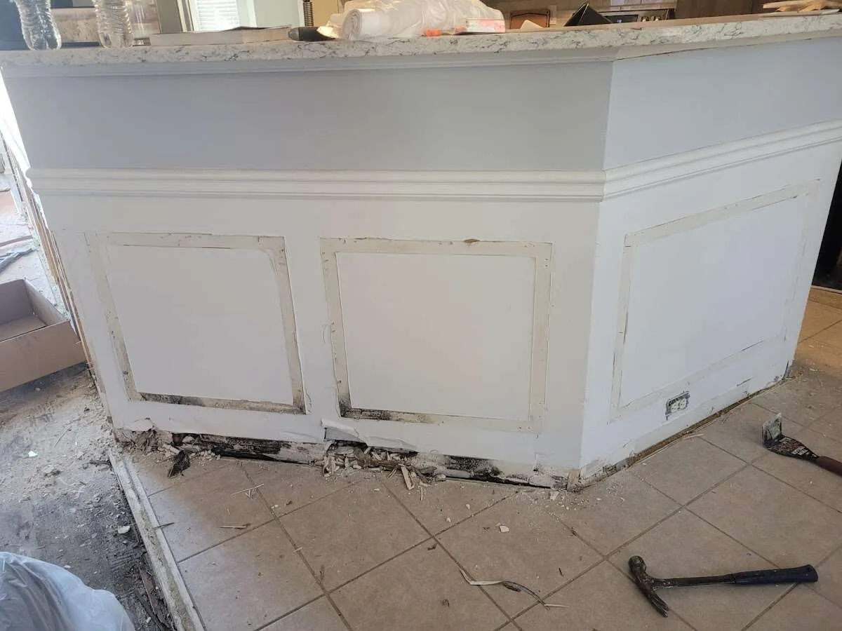 Water damage and mold on kitchen during Storm Damage Restoration in Norwalk